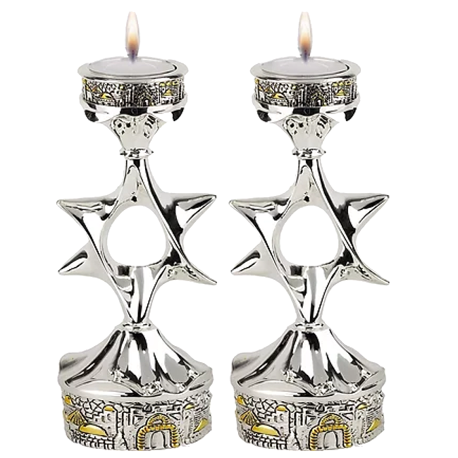 Jerusalem Star Silver 925 Candlesticks
